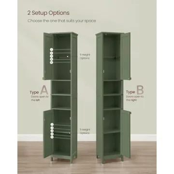 VASAGLE Tall Bathroom Cabinet with Door Lights and Shelves