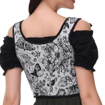 NZFXYF Vintage Floral Embroidered Camisole, Corset Vest Top for Women, Black (grey, XXL)