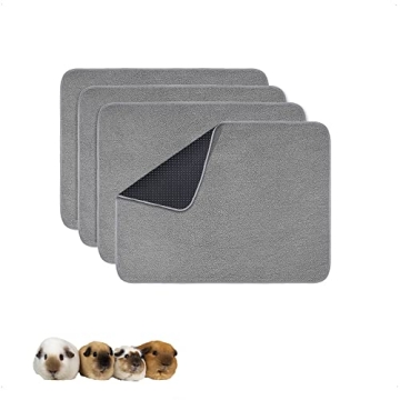 GINIDEAR Guinea Pig Cage Liner 4 Pack - Leakproof, Anti-Slip, Machine Washable Fleece Pads