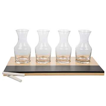 D'Eco Wine Tasting Flight Sampler Boards (2 Pack)- Set Includes Eight 6 oz Decanter Glasses & 2 Wood Paddles w Chalkboards- Great for Wine Taste Testing & Brunch- Wedding Gift Idea
