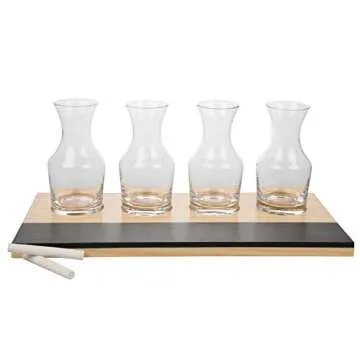D'Eco Wine Tasting Flight Sampler Boards (2 Pack)- Set Includes Eight 6 oz Decanter Glasses & 2 Wood Paddles w Chalkboards- Great for Wine Taste Testing & Brunch- Wedding Gift Idea