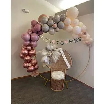 LANGXUN Large Size 5ft Gold Metal Round Balloon Arch kit Decoration, for Wedding Birthday Party Decoration, Graduation Decorations and Baby Shower Photo Background
