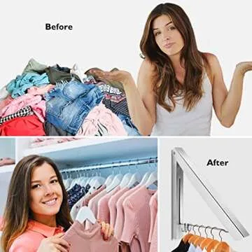 LIVEHITOP Wall Mounted Clothes Hanger - Space Saving & Durable Clothes Airer