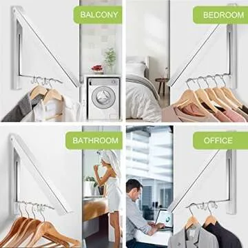 Foldable LIVEHITOP Wall Mounted Clothes Hanger - Space Saving