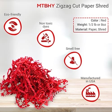 MTBHY Crinkle Paper 1/2LB Red Eco-friendly Gift Filler