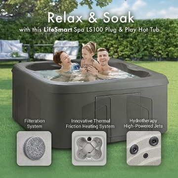 LifeSmart 4-Person Hot Tub with LED Lights and Cover