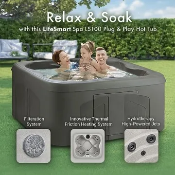 LifeSmart 4-Person Hot Tub with LED Lights and Cover