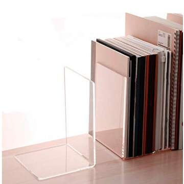 CY craft Clear Acrylic Heavy Duty Bookends - 8 Pieces for Stylish Organization