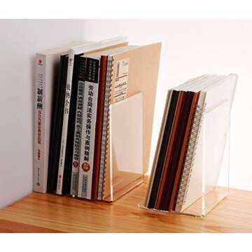 Stylish Clear Acrylic Bookends - Organize Your Space