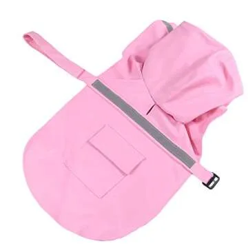 NACOCO Large Dog Raincoat Adjustable Pet Water Proof Clothes Lightweight Rain Jacket Poncho Hoodies with Strip Reflective (L, Pink)