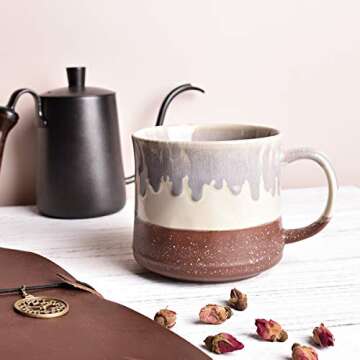 Bosmarlin Large Ceramic Coffee Mug, Big Tea Cup, 7 Colors to Choose, 21 Oz, Dishwasher and Microwave Safe, 1 PCS (Red)