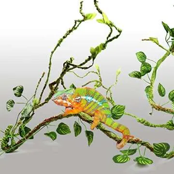 PietyPet Reptile Plants, Terrarium Hanging Plant Vines Artificial Leaves Reptile Hide, Leopard Gecko Tank Accessories, Terrarium Decorations for Bearded Dragon Lizard Snake Geckos Chameleon