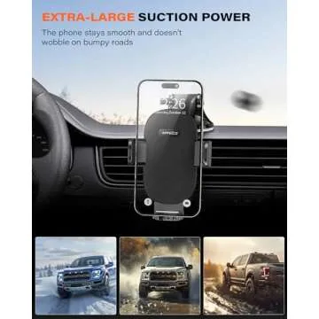 APPS2Car Car Phone Holder Mount, Dashboard/Windshield/Cell Phone Holder for Car, Compatible with iPhone, Samsung, All Phones,Black