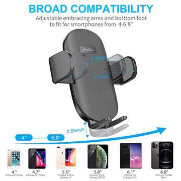 APPS2Car Car Phone Holder Mount, Dashboard/Windshield/Cell Phone Holder for Car, Compatible with iPhone, Samsung, All Phones,Black