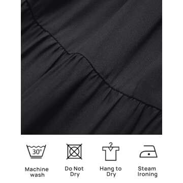 ZESICA Women's 2024 Summer Casual Flutter Short Sleeve Crew Neck Smocked Elastic Waist Tiered Midi Dress,AllBlack,Small