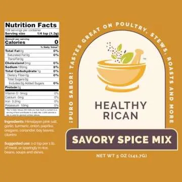 Healthy Rican Savory Herb Seasoning Mixe Non GMO No MSG Preservatives Artificial Flavors Gluten Free Diabetes Low Sodium Keto Friendly Whole 30 Approved (Savory Spice Mix)