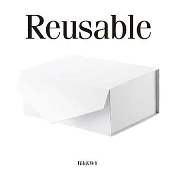 BLK&WH 5 Gift Boxes 9x6.5x3.8 Inches, White Gift Boxes, Bridesmaid Proposal Boxes, Collapsible Boxes with Magnetic Closure Lids for Gift Packaging (Glossy White)