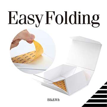 BLK&WH 5 Gift Boxes 9x6.5x3.8 Inches, White Gift Boxes, Bridesmaid Proposal Boxes, Collapsible Boxes with Magnetic Closure Lids for Gift Packaging (Glossy White)