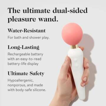 goop Wellness Double-Sided Wand Vibrator | External, Internal, & Clitoral Stimulator | 64 Pulsating Patterns | Rechargeable & Water Resistant | Phthalate, Latex, & BPA Free | 8.125 in