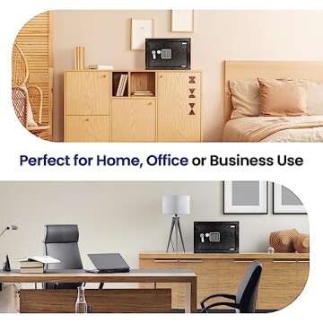 SereneLife Electronic Safe Box | Heavy Duty 12.2’’ x 7.8’’ Lockbox | Digital Keypad Code & 2 Key access | Small Money Safe for Home & Office | Secure Cash, Jewelry, Valuables | Wall & Floor Mountable