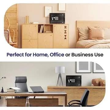 SereneLife Electronic Safe Box | Heavy Duty 12.2’’ x 7.8’’ Lockbox | Digital Keypad Code & 2 Key access | Small Money Safe for Home & Office | Secure Cash, Jewelry, Valuables | Wall & Floor Mountable