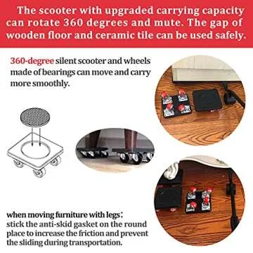 JHCHU Furniture Movers Easy and Safe Furniture Dolly for Heavy Objects ,Heavy Furniture Moving Dolly for Sofas, and Refrigerators Hand Tools(5 Piece Set).