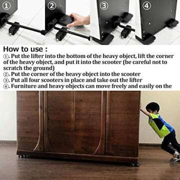 JHCHU Furniture Movers Easy and Safe Furniture Dolly for Heavy Objects ,Heavy Furniture Moving Dolly for Sofas, and Refrigerators Hand Tools(5 Piece Set).