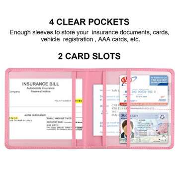 Cacturism Car Registration and Insurance Holder, Vehicle Glove Box Car Organizer Men Women Wallet Ac...