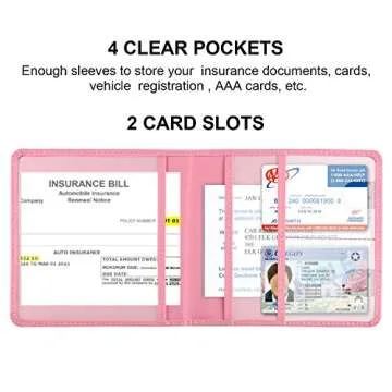 Cacturism Car Registration and Insurance Holder, Vehicle Glove Box Car Organizer Men Women Wallet Ac...