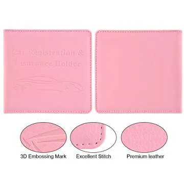 Cacturism Car Registration and Insurance Holder, Vehicle Glove Box Car Organizer Men Women Wallet Accessories Case for Cards, Essential Document, Driver License, Pink