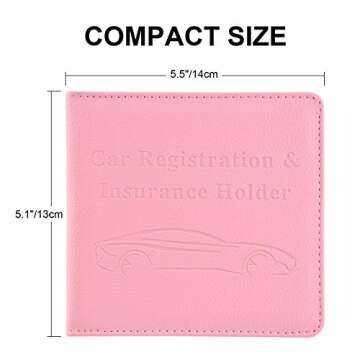 Cacturism Car Registration and Insurance Holder, Vehicle Glove Box Car Organizer Men Women Wallet Accessories Case for Cards, Essential Document, Driver License, Pink