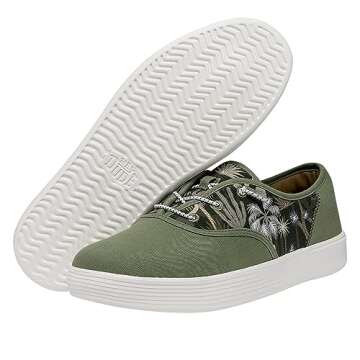 Hey Dude Conway Desert Green Size M13 | Men's Shoes | Men's Slip On Sneakers | Comfortable & Light-Weight