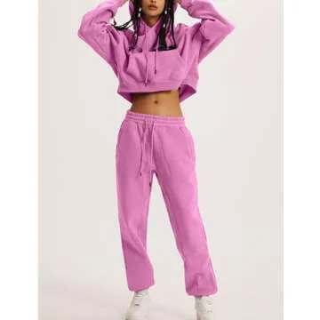 Flygo Womens Fleece 2 Piece Jogging Outfit Tracksuit Set