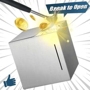 hicocool Adult Piggy Bank Stainless Steel Safe Large Piggy Banks for Adults Savings Real Money Metal Piggy Bank (7.9 inch)