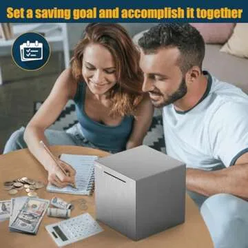 hicocool Adult Piggy Bank Stainless Steel Safe Large Piggy Banks for Adults Savings Real Money Metal Piggy Bank (7.9 inch)