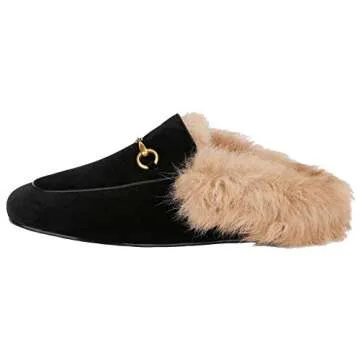 Arqa Fur Mules for Women Stylish Comfortable Leather Slides