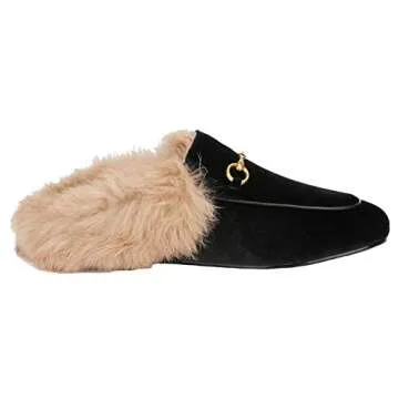 Arqa Fur Mules for Women Stylish Comfortable Leather Slides