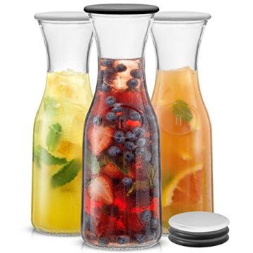 Stylish JoyJolt Glass Carafe Set of 3 – Perfect for Beverages!