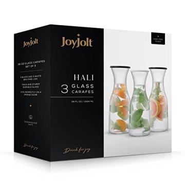 JoyJolt 3-Piece Glass Carafe Set for Stylish Entertaining