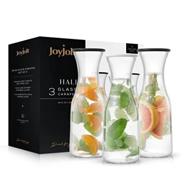 JoyJolt 3-Piece Glass Carafe Set for Stylish Entertaining