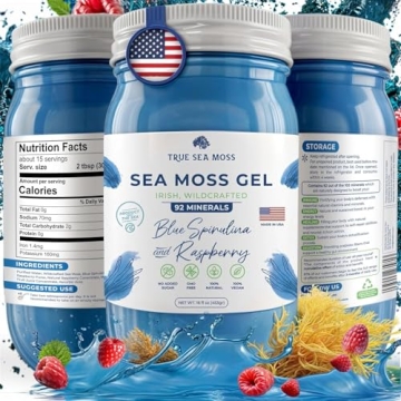 TrueSeaMoss Wildcrafted Irish Sea Moss Gel - Premium Nutritional Sea Veggies with Spirulina & Mint