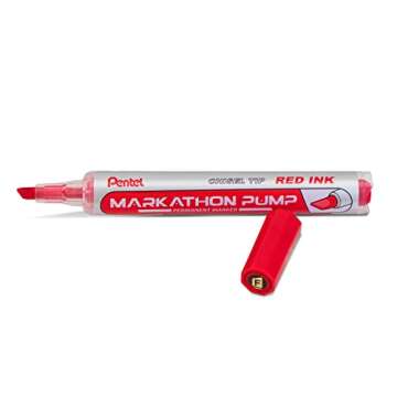 Pentel Markathon Pump Permanent Marker, Chisel Tip, Assorted Colors, 4 Pack (NLF60XBP4M)