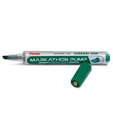 Pentel Markathon Pump Permanent Marker, Chisel Tip, Assorted Colors, 4 Pack (NLF60XBP4M)