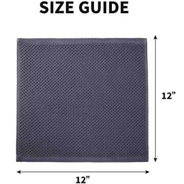 KIMHIRO 100% Cotton Kitchen Dish Cloths, Lightweight Waffle Weave Tidy Kitchen Dish Cloths, Soft Absorbent Quick Drying Dish Towels, 12x12 Inches, Set of 6, Dark Gray