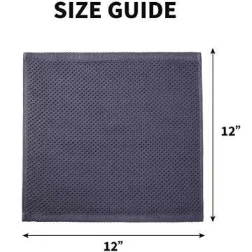 KIMHIRO 100% Cotton Kitchen Dish Cloths, Lightweight Waffle Weave Tidy Kitchen Dish Cloths, Soft Absorbent Quick Drying Dish Towels, 12x12 Inches, Set of 6, Dark Gray