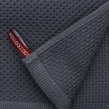 KIMHIRO 100% Cotton Kitchen Dish Cloths, Lightweight Waffle Weave Tidy Kitchen Dish Cloths, Soft Absorbent Quick Drying Dish Towels, 12x12 Inches, Set of 6, Dark Gray