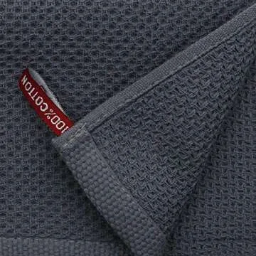 KIMHIRO 100% Cotton Kitchen Dish Cloths, Lightweight Waffle Weave Tidy Kitchen Dish Cloths, Soft Absorbent Quick Drying Dish Towels, 12x12 Inches, Set of 6, Dark Gray