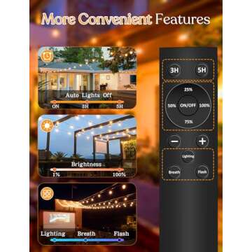 YOYONACY 100 FT Outdoor String Lights for Outside – LED Patio Lights Waterproof with Dimmer Remote...