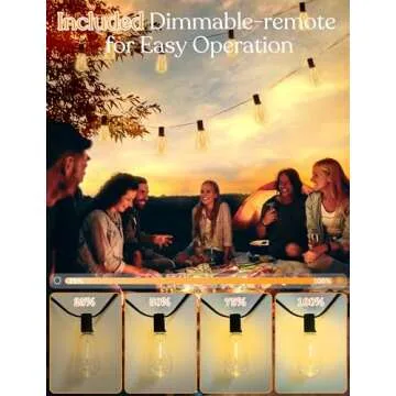 YOYONACY 100 FT Outdoor String Lights with Remote Dimmer