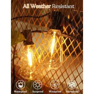 YOYONACY 100 FT Outdoor String Lights with Remote Dimmer